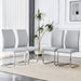 Luxury Simple Arch Chair - Set of 4 Light Gray PU Material High Resilience Dining Chair with Arched Metal Silver Leg. - DTYStore
