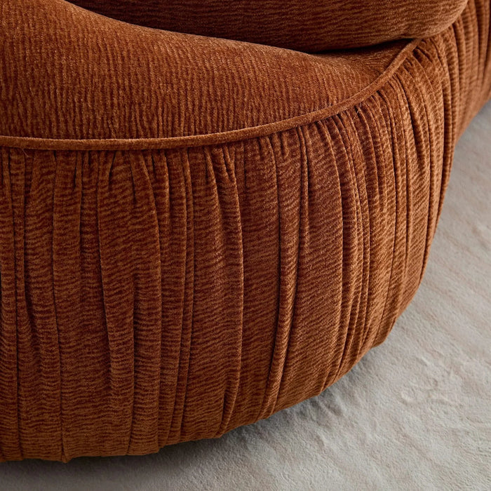 92.13 Inch Modern Design Curved Shaped Sofa Couch for Living Room,Upholstered Fabric 4-Seat Sofa No Need to Assembly Couch for Apartment,Orange Default -DTYStore