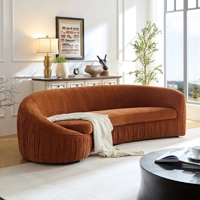 92.13 Inch Modern Design Curved Shaped Sofa Couch for Living Room,Upholstered Fabric 4-Seat Sofa No Need to Assembly Couch for Apartment,Orange Default -DTYStore
