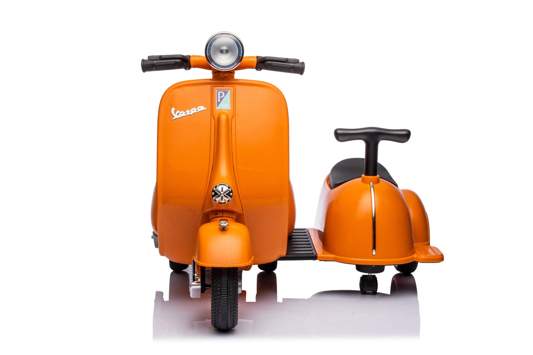 6V LICENSED Vespa Scooter Motorcycle with Side Car for kids, Orange - DTYStore