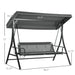 Outsunny 3 Person Patio Swing Chair Bed, Converting Flatbed, Outdoor Porch Swing Glider with Adjustable Canopy, Removable Cushions, Pillows, for Garden, Poolside, Backyard, Gray - DTYStore