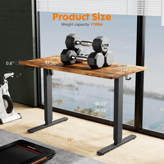Electric Height Adjustable Standing Desk,Sit to Stand Ergonomic Computer Desk,Brown,40'' x 24" - DTYStore