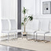 Luxury Simple Arch Chair - Set of 4 White PU Material High Resilience Dining Chair with Arched Metal Silver Leg. - DTYStore