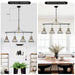 Dining Room Light Fixture/Chandelier Over Table, 40-Inch Hanging for Farmhouse Linear Chandeliers,4-Light Kitchen Island Lighting,Matte Black and Matte Gold Ceiling Chandelier,with Metal lampshade - DTYStore