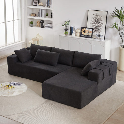 Modern Chenille Upholstered Sectional Sofa Couch Set,Modular 108' L Shaped Sectional Living Room Sofa Set With 6 Pillows,Free Combination Sofa Couch for Living Room,Bedroom(Right Chaise)W834P240010 - Image 1