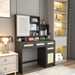 Makeup Vanity with Lights in 3 Colors & Openable Mirror, Vanity Desk with 4 Drawers & 1 Cabinets & Shelves, Vanity Table Rattan Vanity Dresser, for Bedroom - DTYStore