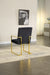Modern Velvet Dining Arm Chair Set of 1, Tufted Design and Gold Finish Stainless Base - DTYStore