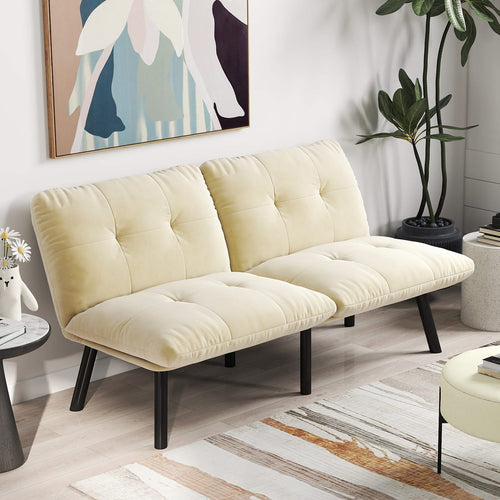 Cream Convertible Folding Modern sofa Bed - Image 2