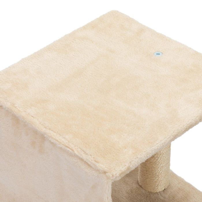 5 Pcs Wall Mounted Cat Climber Set, Floating Cat Shelves and Perches, Cat Activity Tree with Scratching Posts, Modern Cat Furniture, Beige - DTYStore