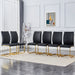Luxury Simple Arch Chair - Set of 6 BLACK PU Material High Resilience Dining Chair with Arched Metal Gold Leg.Packed In Two Boxes. - DTYStore