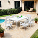 7PC Patio Aluminum Furniture, Modern Dining Set including 4 Dining Chairs & 2 Swivel Rockers Sunbrella Fabric Cushioned and Two-tone Table Top Rectangle Table with Umbrella Hole, Matte White+Grayish - DTYStore