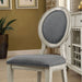 Set of 2 Padded Gray Fabric Dining Chairs in Antique White Finish - DTYStore