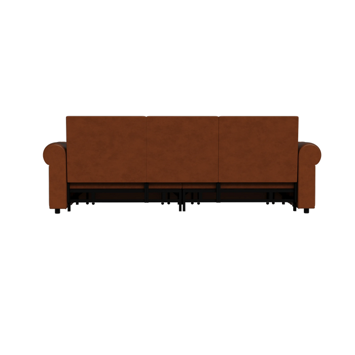 93.7 ' Pull Out Sofa Bed, 3-in-1 Faux Leather Convertible Sleeper Sofa with Nailhead Trim & Rolled Arm,Multi-Functional Sofa Bed for Living Room,Bedroom,Apartment,Office Default -DTYStore