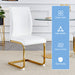 Luxury Simple Arch Chair - Set of 4 White PU Material High Resilience Dining Chair with Arched Metal Gold Leg. - DTYStore