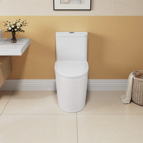 1.1/1.6 GPF Elongated Comfort Height Floor Mounted One-Piece Toilet ,  CUPC Certified, WaterSense Cetified, Ceramic, White Color, Soft Close Seat - Image 20