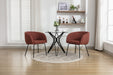 040-Set of 2 Boucle Fabric Dining Chairs With Black Metal Legs,Wine Red - DTYStore