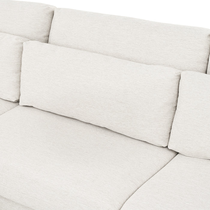 U_Style Modern Modular Sectional Sofa with Movable Ottoman, 110 Inch 4 Seat Sofa Set with 5 pillows, Unique Piping Stitch Design, Convertible L-Shaped Sofa for Living Room, Office & Spacious Rooms