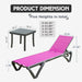 Outdoor Lounge Chair, Aluminum Plastic Patio Chaise Lounge with Side Table & 5 Position Adjustable Backrest & Wheels, All Weather Reclining Chair for Outside Beach Poolside Lawn, Rose Red - DTYStore
