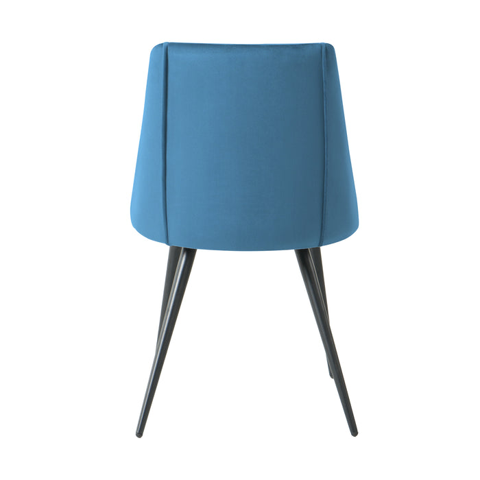 Modern blue velvet dining chair, fabric upholstery chair, black metal chair feet for home living room, bedroom, kitchen, dining room (set of 4)