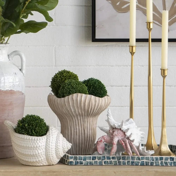 9.3x9x8.7' Sand and Cement Coral Planter with Textured Beige Finish Default -DTYStore