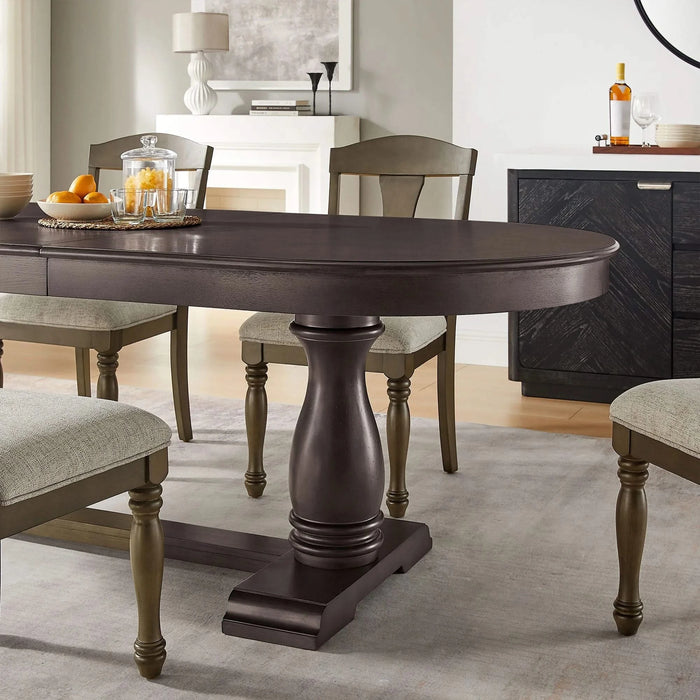 94.06 Inch Extendable Wooden Dining Table for 6 Persons,Long Expandable Curved Dining Table,Mid Century Modern Large Kitchen Table for Living Room,Restaurant Default -DTYStore