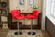 Glasgow Contemporary Tufted Adjustable Height Hidraulic Bar Stools, Set of 2, Red - DTYStore