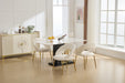 061-Set of 1 Velvet Fabric Dining Chairs With Curved Backrest and Golden Metal Legs for Kitchen or Dining Room ,White - DTYStore