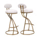 Bar Stools Set of 2 S-shaped Gold Barstools with Backrest Floral Print Upholstered Dining Chairs Counter Height Stool for Kitchen Island (Gold & White Print) - DTYStore