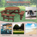8 Person Wooden Picnic Table, Outdoor Camping Dining Table with Seat, Garden, DIY w/ 4 Built-in Benches, 2220lb Capacity - DTYStore