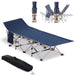 Outsunny Folding Camping Cot for Adults with Carry Bag, Side Pocket, Outdoor Portable Sleeping Bed for Travel, Camp, Vacation, 330 lbs. Capacity, Blue - DTYStore