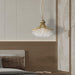 11.75" Dia X 10" H Single Bulb Matte Gold Glass Fan Shape Pendant Chandelier - DTYStore