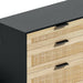 59" Rattan Dresser with Drawers, 6 Drawer Dresser for Bedroom, Clothes Storage Cabinet for Bedroom, Metal Handle&Wood Legs for Hallway, Living Room, Bedroom,Black - DTYStore