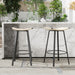 Counter Height Bar Stools Backless Handwoven Kitchen Dining Chairs with Round Footrest Set of 2 PVC Weaving Pub Stool for Indoor & Outdoor (Black & Creamy White) - DTYStore