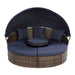 Hot Sale KD Rattan Round Lounge With Canopy Bali Canopy Bed Outdoor, Wicker Outdoor Sofa Bed with lift coffee table - DTYStore