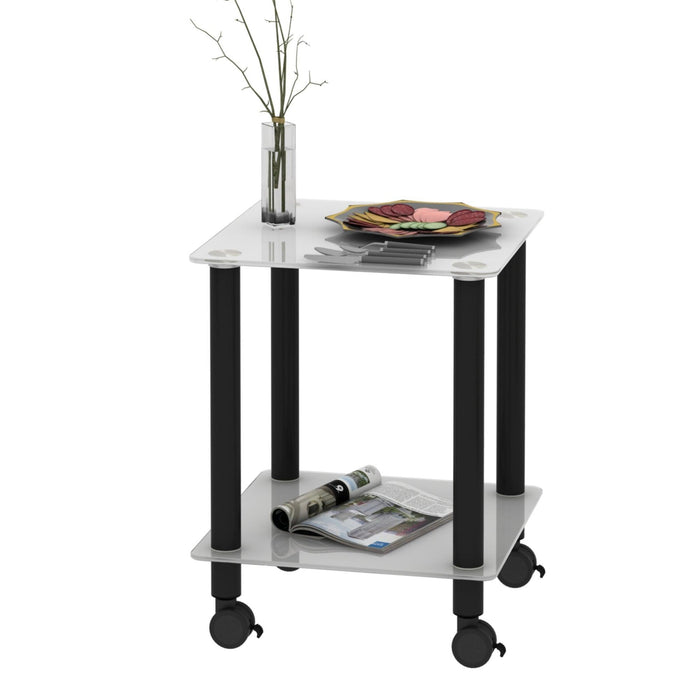 Modern 2-Tier Side Table with Storage Shelf, Sofa Table, and Night Stand