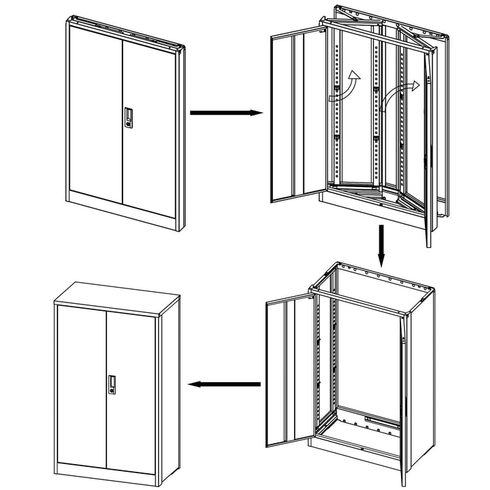 Metal Storage Cabinet with Locking Doors and Adjustable Shelf, Folding Filing Storage Cabinet , Folding Storage Locker Cabinet for Home Office,School,Garage, White - DTYStore