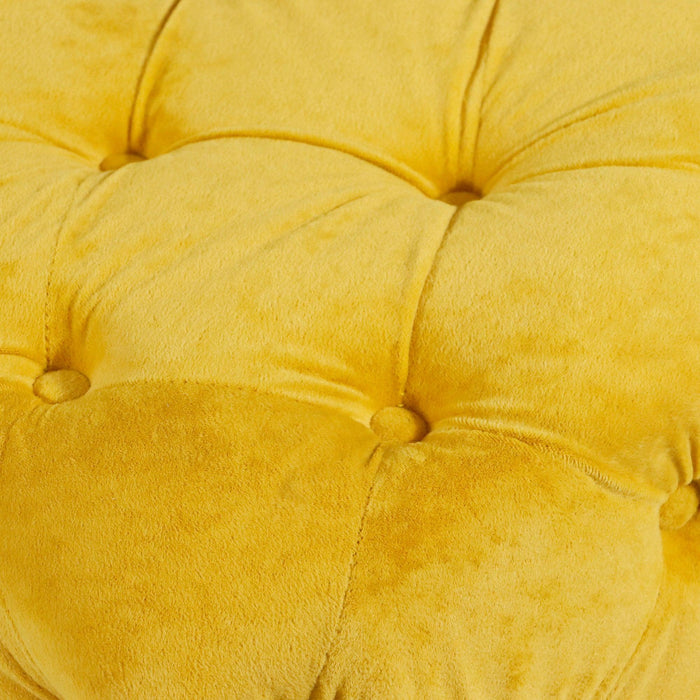 Yellow Modern Velvet Upholstered Ottoman, Exquisite Small End Table, Soft Foot Stool,Dressing Makeup Chair, Comfortable Seat for Living Room, Bedroom, Entrance - DTYStore