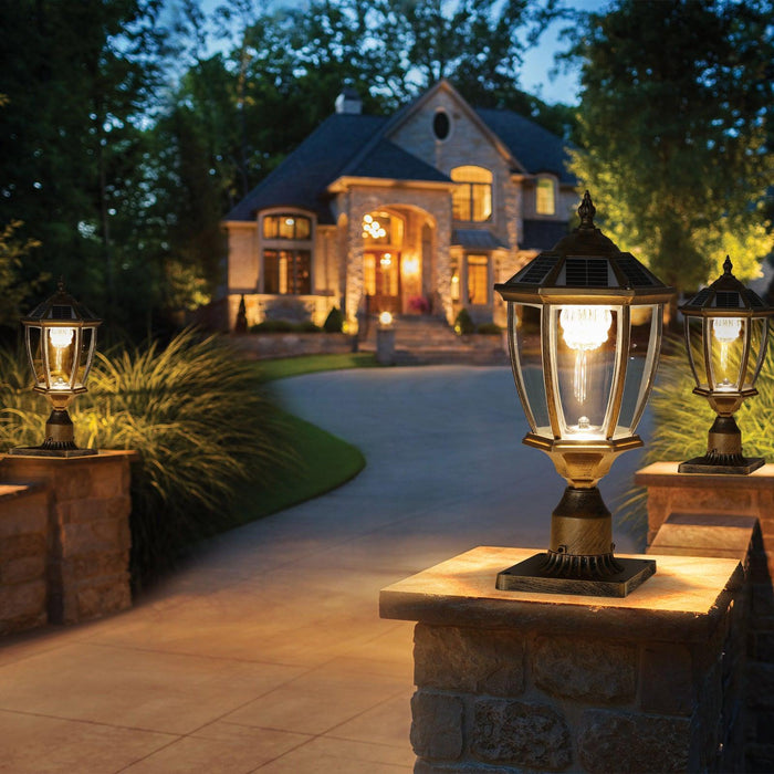 Retro Gold Solar Column Headlights With Dimmable LED 1 pack - DTYStore
