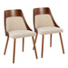 Anabelle Mid-Century Modern Chair in Walnut Wood and Cream Fabric by LumiSource (Set of 2) - DTYStore
