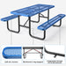 72' Expanded Metal Rectangular Picnic Table, Blue - DTYStore