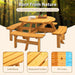 8 Person Wooden Picnic Table, Outdoor Camping Dining Table with Seat, Garden, DIY w/ 4 Built-in Benches, 2220lb Capacity - Natural - DTYStore