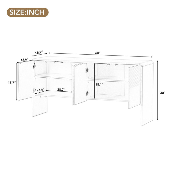 TREXM Minimalist Style 60"L Large Storage Space Sideboard with 4 Doors and Rebound Device for Living Room and Entryway (Apricot Cream)