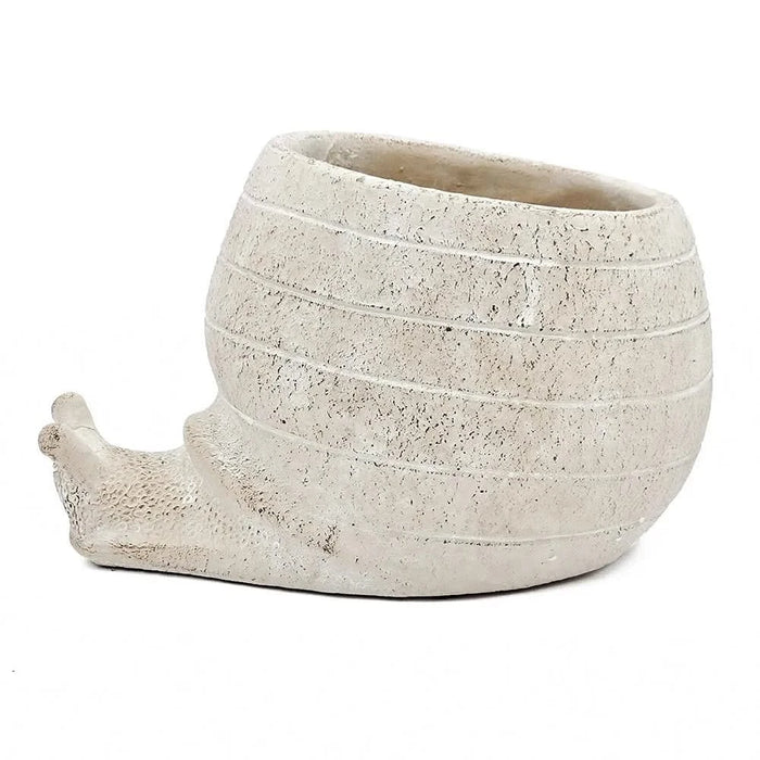 9.5x8.3x6' Decorative Sand and Cement Snail Planter with Textured Beige Finish Default -DTYStore