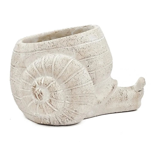9.5x8.3x6' Decorative Sand and Cement Snail Planter with Textured Beige Finish Default -DTYStore