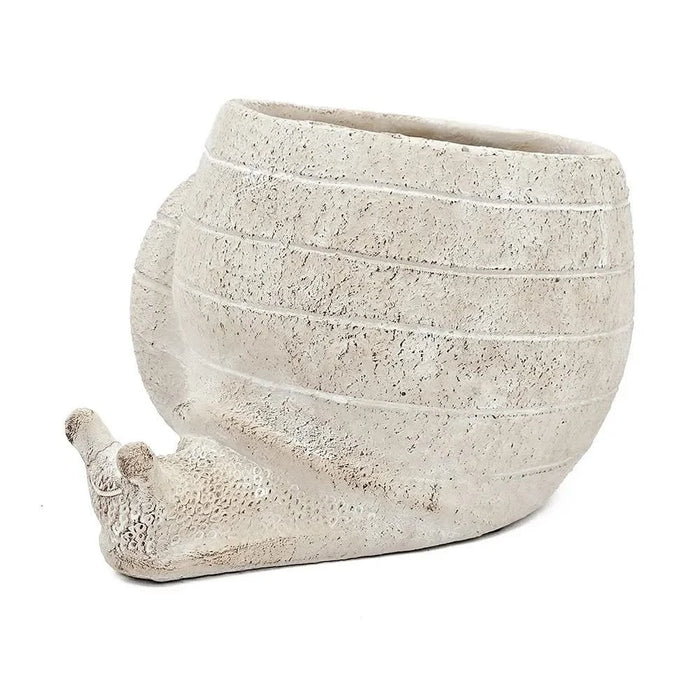 9.5x8.3x6' Decorative Sand and Cement Snail Planter with Textured Beige Finish Default -DTYStore