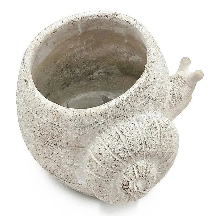 9.5x8.3x6' Decorative Sand and Cement Snail Planter with Textured Beige Finish Default -DTYStore