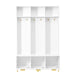 Modern Large Storage Hall Tree with Bench, Multi-functional Storage Bench with High Gloss Fluted Doors, Luxurious Coat Rack with 6 Gold Hooks and Legs for Entryway, Living Room, White - DTYStore