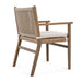 Outdoor Dining Chairs Set of 2, Acacia Wood Patio Armchair with Rope Design Back and Water Repellent Cushion, Light Brown, 400lbs Weight Capacity - DTYStore