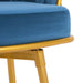 Swivel Counter Height Bar Stools Set of 2, 31.' Bar Height Stools with Hand-Woven Backrest & Gold Metal Legs, Modern Low Back Upholstered Kitchen Chairs with Footrest for Island, Dining Room,Blue - DTYStore