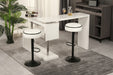 Round Storage Bar Stool Set of 2, White Faux Leather Height Adjustable Barstool, 360°Counter Height Swivel Stool, Armless Bar Chair with Metal Frame for Kitchen Counter Dining Living Room - DTYStore